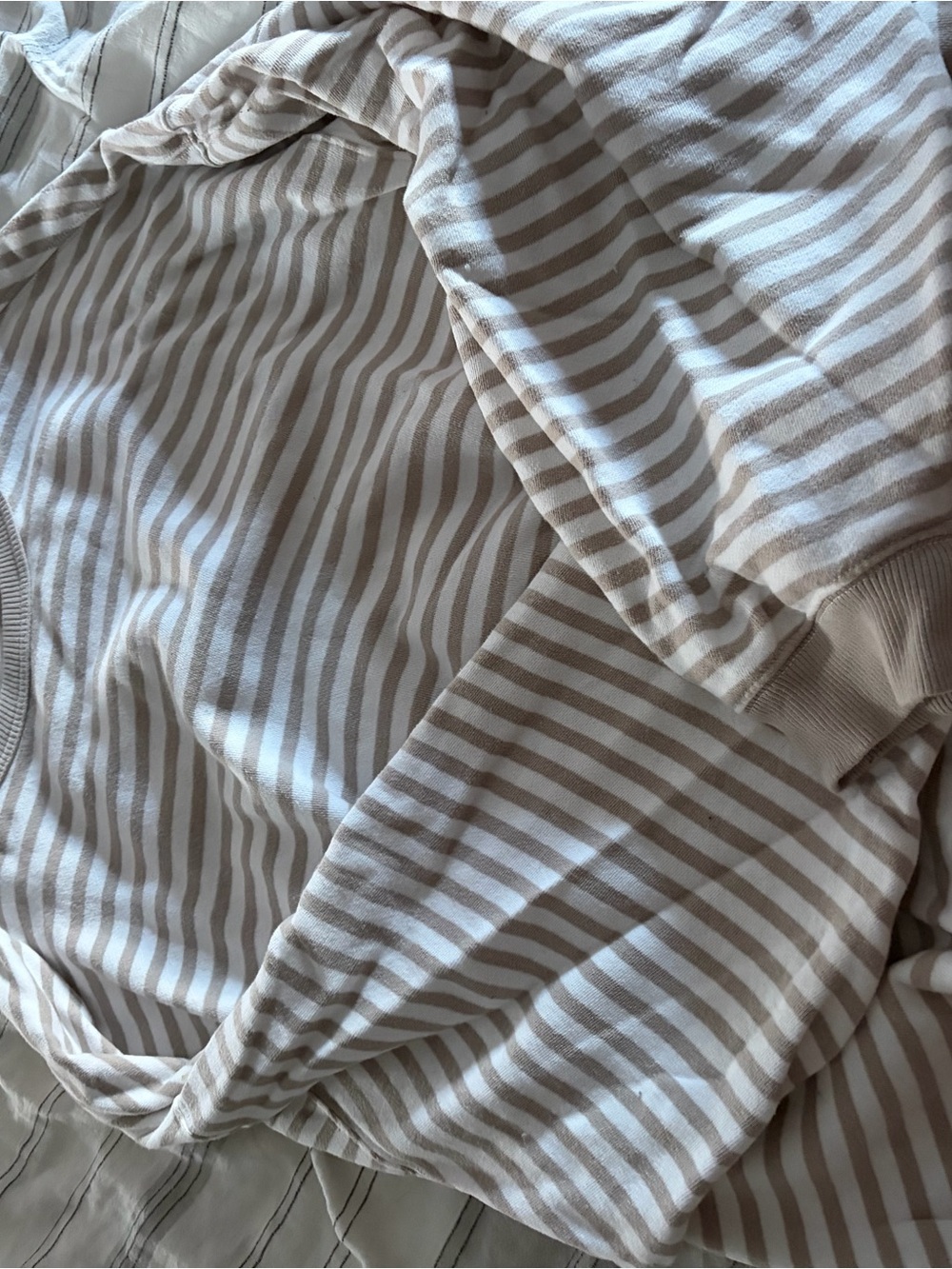 American eagle Beige and White Striped Cotton Jersey Throw